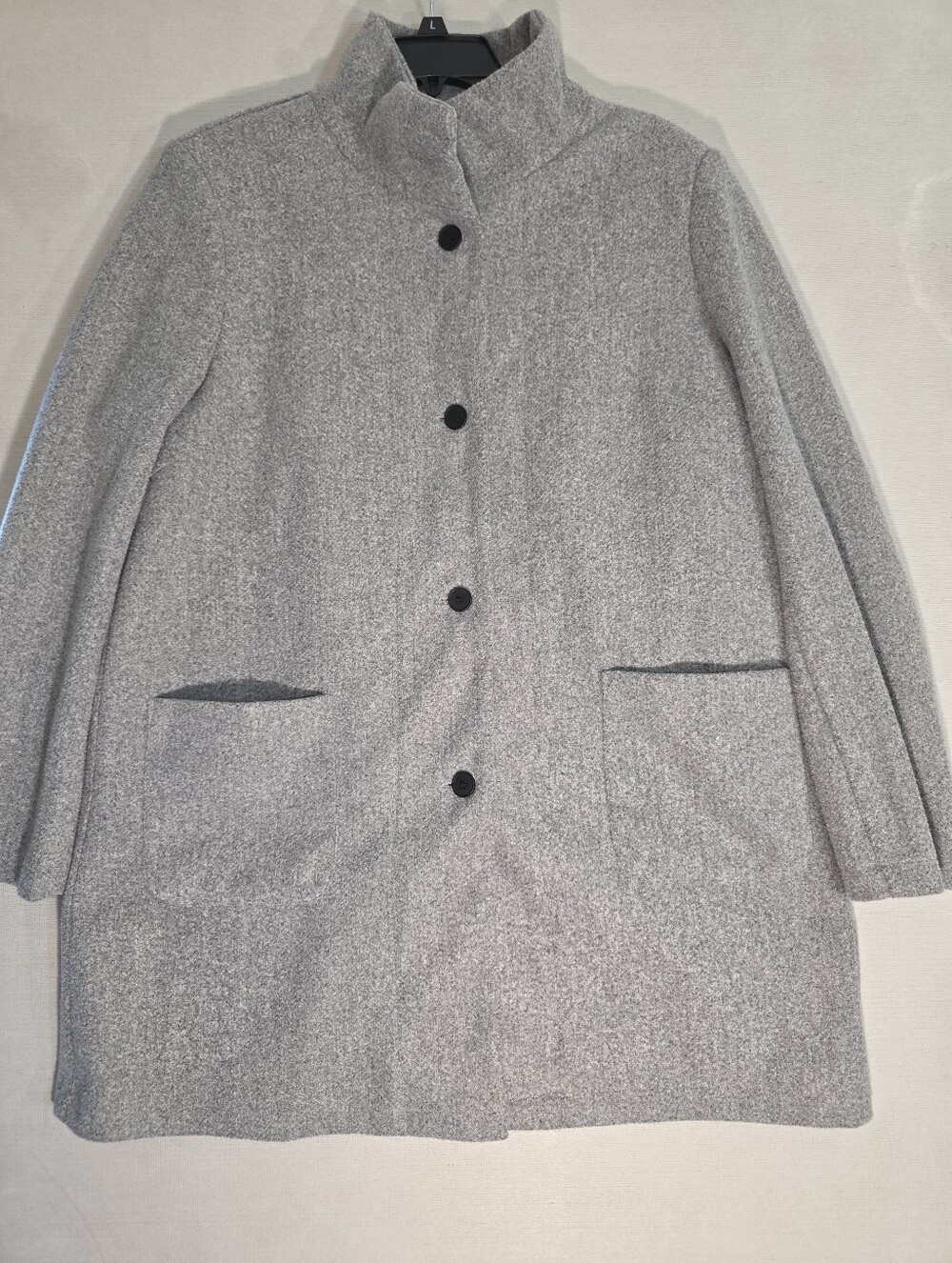 Classic Women's XL Grey Stand-Collar Coat